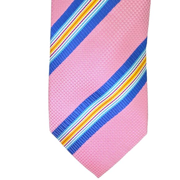 Charles Tyrwhitt Neck Tie Mens 3.25x58" Pink Blue 100% Silk London Striped - Picture 1 of 7